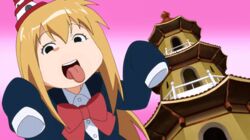  +tic_nee-san animated animated blonde_hair genma_iroe heart long_hair lowres red_eyes school_uniform sleeves tongue tongue_out 