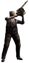  1boy absurdres capcom chainsaw doctor_salvador dr._salvador gun highres human male male_focus resident_evil resident_evil_4 weapon 