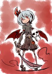  alternate_costume commentary_request fangs female pumpkin remilia_scarlet skull smile solo sonson_(eleven) sword touhou weapon wings 