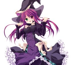  artist_request dress duel_monster female fork hat heterochromia madolche_magileine pantyhose photoshop_(medium) pink_hair solo witch_hat yu-gi-oh! 