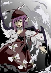  arudente bad_id bad_pixiv_id commentary_request female grey_theme hat music mystia_lorelei one_eye_closed singing solo touhou wings 