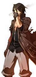  1boy 23_(real_xxiii) amamiya_rindou commentary_request god_eater god_eater_burst highres male_focus simple_background smoking solo white_background 