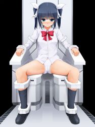  bad_id bad_pixiv_id black_hair black_socks blue_eyes blush bondage bow bowlegged_pose breasts eto_(ikumika) female full_body hair_ribbon highres immobilization long_sleeves looking_at_viewer original panties restrained ribbon school_uniform sitting small_breasts socks solo spread_legs stationary_restraints twintails underwear white_panties wide_spread_legs 