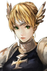  armor blonde_hair commentary_request cross earrings fantasy_earth fantasy_earth_zero female green_eyes head_wings jewelry opiu photoshop_(medium) short_hair solo valkyrie warrior_(fantasy_earth) warrior_(imperial_armor)_(fantasy_earth_zero) wings 