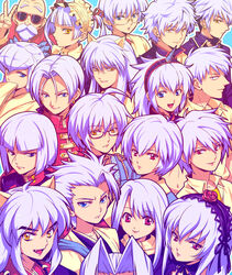  6+boys 6+girls akagi:_yami_ni_oritatta_tensai akagi_shigeru animal_ears annotated ayanami_rei bald bleach blue_eyes color_connection commentary_request crossover dnangel dog_ears dragon_ball dragon_quest dragon_quest_viii everyone fate/stay_night fate_(series) final_fantasy final_fantasy_vii fruits_basket fukumoto_mahjong gintama glasses grey_hair gundam gundam_seed hair_color_connection haori hitsugaya_toushirou hiwatari_satoshi horns illyasviel_von_einzbern inugami_tsurugi inuyasha inuyasha_(character) japanese_clothes kirin_(armor) kukuru_(dq8) long_hair look-alike maria_holic monster_hunter_(character) monster_hunter_(series) morichika_rinnosuke multiple_boys multiple_crossover multiple_girls muten_roushi nagisa_kaworu neon_genesis_evangelion oerba_yun_fang oyuki_(urusei_yatsura) red_eyes rozen_maiden sakata_gintoki sephiroth shinouji_matsurika short_hair single_horn souma_hatsuharu suigintou taichou_haori tetsukuzu_tetsuko touhou urusei_yatsura v white_hair yellow_eyes youko_kurama yu_yu_hakusho yzak_joule 