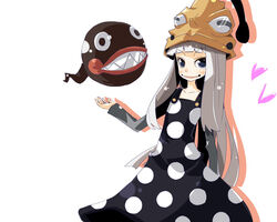  blue_eyes blush dress eruka_frog female hat hato_haru long_hair photoshop_(medium) smile solo soul_eater white_hair 