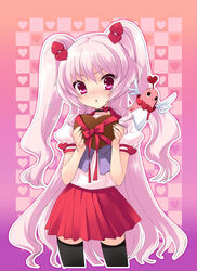  alice_parade chocolate female heart highres ito_noizi lavinia_(alice_parade) long_hair photoshop_(medium) pink_eyes pink_hair school_uniform solo thighhighs twintails very_long_hair zettai_ryouiki 