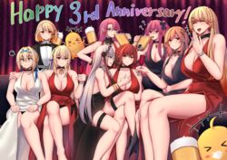  &gt;_&lt; 6+girls ? absurdres alcohol algerie_(azur_lane) alternate_costume azur_lane backless_dress backless_outfit bad_id bad_pixiv_id bare_shoulders beer beer_mug black_choker black_dress black_footwear black_jacket blonde_hair blue_ribbon braid breasts bridal_garter chin_gero choker cleavage commentary_request crossed_legs cup detached_collar dress drill_hair duke_of_york_(azur_lane) earrings evening_gown flower formal green_eyes hair_between_eyes hair_flower hair_ornament hair_ribbon halter_dress halterneck hand_on_another&#039;s_chest hand_on_another&#039;s_shoulder high_heels highres holding holding_cup howe_(azur_lane) huge_breasts jacket jeanne_d&#039;arc_(azur_lane) jewelry king_george_v_(azur_lane) la_galissonniere_(azur_lane) large_breasts light_blush long_hair manjuu_(azur_lane) medium_hair monarch_(azur_lane) mug multiple_girls necktie open_mouth orange_hair pink_eyes pink_hair pointy_ears prince_of_wales_(azur_lane) red_eyes red_hair ribbon richelieu_(azur_lane) shirt short_hair sitting skindentation suit suit_jacket very_long_hair white_dress white_shirt yuri 