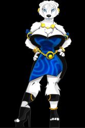  absurd_res anthro avoid_posting bear bella_(hth) blue_eyes breasts clothing crowchild dress female hair hi_res hth_studios jewelry looking_at_viewer mammal polar_bear solo ursine white_hair 