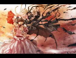  bad_id bad_pixiv_id bat_wings female grey_hair hat izayoi_sakuya lastdark letterboxed red_eyes remilia_scarlet ribbon short_hair skeleton skirt skirt_set solo touhou wings wrist_cuffs 