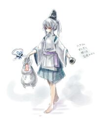  bad_id bad_pixiv_id cis_(carcharias) female food grey_eyes grey_hair hat japanese_clothes kaku_seiga kariginu long_sleeves miyako_yoshika mononobe_no_futo ofuda onigiri ponytail sen_to_chihiro_no_kamikakushi shawl short_hair solo tate_eboshi touhou translation_request white_background wide_sleeves 