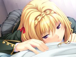  bed blonde_hair close game_cg joker oryou seifuku 