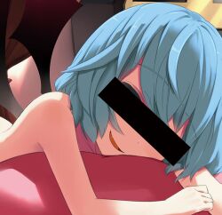  bad_id bad_pixiv_id bar_censor bat_wings blue_hair censored female hota nude oerba_yun_fang open_mouth remilia_scarlet smirk solo touhou wings 