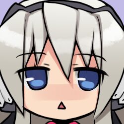  :&lt; blue_eyes clarin close-up close_up face gray_hair grey_hair horizon_ariadust kurarin kyoukai_senjou_no_horizon kyoukaisenjou_no_horizon lowres silver_hair 