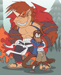  abs ape blue_eyes diddy_kong diddy_kong_pilot donkey_kong_(character) donkey_kong_(series) donkey_kong_64 donkey_kong_racing gorilla hair haplorhine hi_res kong male mammal monkey muscular muscular_male nintendo pecs primate rareware shesamonkey sleeping tengen_toppa_gurren_lagann 