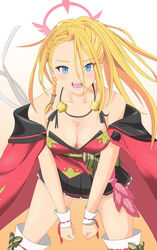  blonde_hair blue_archive blue_eyes braid breasts closed_mouth female hair_between_eyes highres japanese_clothes kunpeich large_breasts long_hair looking_at_viewer pina_(blue_archive) ponytail single_braid solo very_long_hair 