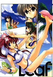  6+girls :p amazuyu_tatsuki armpits beach bikini comic_party day feet flip-flops flower glasses haga_reiko hands hasebe_aya hibiscus highres inagawa_yuu leg_up makimura_minami mitsumi_misato multiple_girls navel ooba_eimi outdoors photoshop_(medium) sandals swimsuit takase_mizuki tongue tongue_out 