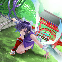  bad_id bad_pixiv_id copyright_request female japanese_clothes ninja purple_hair shin&#039;ya_(midnight_rain) solo sword weapon 