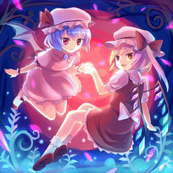  2girls bad_id bad_pixiv_id flandre_scarlet hamamo hat multiple_girls remilia_scarlet siblings sisters touhou wings 