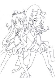  2girls cure_blossom cure_marine hanasaki_tsubomi heartcatch_precure! highres kurumi_erika multiple_girls muruchi- precure 