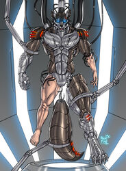  2021 absurd_res anthro assembly blue_eyes canid canine cybernetic_body cybernetics cyborg detachable_arms detachable_legs detachable_tail digital_media_(artwork) hi_res humanoid_hands humanoid_legs machine male mammal mythological_canine mythological_creature mythology rakan rhinoking robotic_arm tail transformation were werecanid werecanine werewolf 