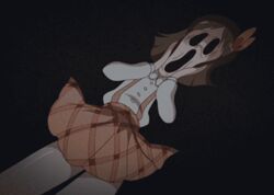  animated animated brown_eyes brown_hair dororon_enma-kun female fine_art_parody fudou_harumi imageboard_desourced lowres non-web_source parody solo the_scream 