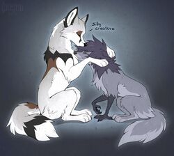  2018 4_toes anisodactyl canid canine digital_media_(artwork) duo enfield english_text feet female feral fox fur hair hioshiru hioshiru_(character) hybrid kej_(kejifox) male mammal paws purple_hair romantic romantic_couple scales tail talons text toes 