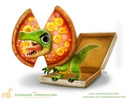  2017 ambiguous_gender angry black_eyes box cheese claws container dairy_products digital_media_(artwork) digital_painting_(artwork) dilophosaurid dilophosaurus dinosaur english_text extinct feral food food_creature fruit green_body green_scales ham humor hybrid meat meme open_mouth pineapple pineapple_on_pizza_debate_(meme) pineapple_pizza piper_thibodeau pizza pizza_box plant pork prehistoric_species pun reptile scales scalie simple_background solo teeth text theropod tongue tongue_out url white_background yellow_body yellow_scales 