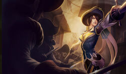  3boys angry artist_request black_hair blue_eyes breasts cleavage dual_wield dual_wielding female fight fighting fiora_(league_of_legends) fiora_laurent hat knife league_of_legends long_sleeves modern_era_clothes multiple_boys off_camera_individual pirate pirate_hat rapier short_hair sword weapon you_gonna_get_raped 