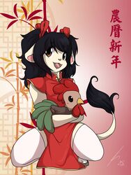  anthro apes asian_clothing avian avoid_posting bird chicken chinese_clothing clothed clothing crossdressing east_asian_clothing felid femboy galliform gallus_(genus) hi_res lion looking_at_viewer male mammal open_mouth pantherine phasianid smile solo 