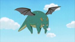  =_= alternate_form animated animated anime_screenshot blush_stickers claws cloud day dragon dragon_horns dragon_wings fangs female flying horns kobayashi-san_chi_no_maidragon nose_bubble scales sky sleep_flying sleeping tail tohru_(dragon)_(maidragon) tohru_(maidragon) wings 