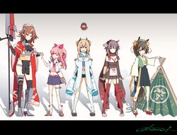  5girls animal_ears ankle_socks azur_lane bad_id bad_twitter_id bag black_dress black_hair black_thighhighs blue_skirt boots bow braid breasts brown_hair camisole candy commentary_request detached_sleeves dress flat_chest flower folding_fan food garter_straps ghost_in_the_shell_lineup hair_flower hair_ornament hairbow hand_fan handbag high_heel_boots high_heels hip_vent horns japanese_clothes kimono kneehighs kuroshio_(azur_lane) letterboxed lineup lollipop manjuu_(azur_lane) matsukaze_(azur_lane) medium_breasts midriff miko miniskirt mogami_(azur_lane) mogami_(retrofit)_(azur_lane) multiple_girls naginata navel odd_one_out oyashio_(azur_lane) paper_fan parody pink_hair pink_socks polearm radford_(azur_lane) red_thighhighs scarf shadow shinkuro_sanagi short_sleeves signature skirt small_breasts socks thigh_strap thighhighs twin_braids underboob weapon white_socks white_thighhighs x_hair_ornament 