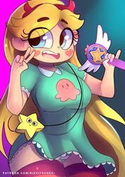  blonde blonde_hair disney female female_only happy headband long_hair magic miiyauwu rizkitsuneki royal_magic_wand solo star_butterfly star_vs_the_forces_of_evil straight_hair striped_panties tagme thunder_thighs upskirt wand 