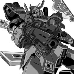  beam_rifle energy_gun greyscale gun gundam highres holding holding_gun holding_weapon kumichou_(ef65-1118-ef81-95) looking_to_the_side mecha mobile_suit monochrome moon_gundam moon_gundam_(mobile_suit) no_humans psycho_plates robot science_fiction solo thrusters v-fin weapon white_background 