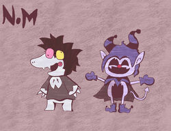  black_hair blue_clothing blue_footwear blue_gloves blue_handwear blue_shoes cape clothing clown_nose darkner deltarune demon duo fangs footwear fraggle gloves grey_body hair handwear horn humanoid humanoid_pointy_ears insane jevil_(deltarune) kemono living_puppet machine male male/male muppet muppets nyamimi robot robot_humanoid shoes simple_background smocking spade_tail spamton_g._spamton tail teeth undertale_(series) void_eyes white_body 