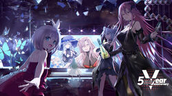  6+girls absurdres aqua_hair artist_request back bad_link bare_shoulders black_choker black_dress black_legwear blonde_hair blue_eyes blue_hair blush bottle braid breasts bug butterfly butterfly_hair_ornament c-93_(fluttering_butterfly)_(girls&#039;_frontline) c-93_(girls&#039;_frontline) cartridge choker closed_mouth commentary_request covered_eyes cup cz-805_(girls&#039;_frontline) cz-805_(golden_memories)_(girls&#039;_frontline) dress drinking drinking_glass earrings feet_out_of_frame flower french_braid fx-05_(girls&#039;_frontline) fx-05_(she_walks_in_the_rain)_(girls&#039;_frontline) girls&#039;_frontline hair_flower hair_ornament highres holding holding_bottle holding_cup holding_umbrella jewelry long_hair looking_at_viewer looking_away m82a1_(girls&#039;_frontline) m82a1_(out_of_darkness)_(girls&#039;_frontline) medium_breasts multiple_girls official_alternate_costume official_art one_eye_closed open_mouth pa-15_(girls&#039;_frontline) pa-15_(lady_thief_of_champagne)_(girls&#039;_frontline) pantyhose ppsh-41_(beyond_the_balloon)_(girls&#039;_frontline) ppsh-41_(girls&#039;_frontline) promotional_art purple_eyes purple_hair red_dress short_hair small_breasts smile standing type_97_shotgun_(drunken_petals)_(girls&#039;_frontline) type_97_shotgun_(girls&#039;_frontline) umbrella white_dress wine_glass 