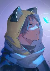  animal_hood animification apex_legends bad_id bad_pixiv_id black_hair blue_butterfly blue_eyes bug butterfly cat_hood female from_side glowing_butterfly hood hood_up kawaniwa official_alternate_costume portrait scarf short_hair solo void_prowler_wraith white_scarf wraith_(apex_legends) 