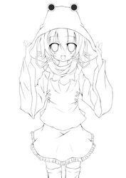  commentary_request female futase_hijiri greyscale hat highres line_art looking_at_viewer monochrome moriya_suwako open_mouth smile solo touhou 