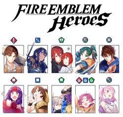  armor bad_id bad_twitter_id bare_shoulders blonde_hair blue_eyes blush breastplate brown_eyes brown_hair camilla_(fire_emblem) camilla_(spring)_(fire_emblem) delthea_(fire_emblem) fae_(fire_emblem) fire_emblem fire_emblem:_mystery_of_the_emblem fire_emblem:_path_of_radiance fire_emblem:_the_binding_blade fire_emblem:_the_blazing_blade fire_emblem_awakening fire_emblem_echoes:_shadows_of_valentia fire_emblem_fates fire_emblem_heroes frederick_(fire_emblem) frederick_(summer)_(fire_emblem) green_eyes green_hair hairband headband highres ichikei jewelry long_hair lucina_(fire_emblem) lyn_(fire_emblem) maria_(fire_emblem) michalis_(fire_emblem) multiple_girls open_mouth pink_hair pointy_ears ponytail purple_hair red_eyes red_hair robe sanaki_kirsch_altina serra_(fire_emblem) short_hair siblings simple_background smile takumi_(fire_emblem) tobin_(fire_emblem) twintails yellow_eyes 