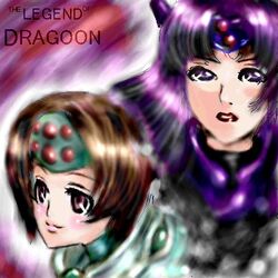  2girls armor artist_request black_hair blush brown_hair dragoon green_eyes lipstick lowres makeup multiple_girls playstation rose_(dragoon) shana_(dragoon) smile the_legend_of_dragoon 