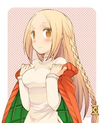  b.tarou blonde_hair breasts brown_eyes cape female final_fantasy final_fantasy_tactics lowres ovelia_atkascha ponytail princess smile 