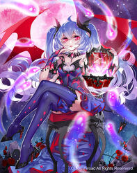  bat_wings box cardfight!!_vanguard chair commentary_request company_name demon_tail drill_hair female flower high_heels horns leaf moon night night_sky official_art photoshop_(medium) purple_hair red_eyes rose sitting sky solo spinel_(9057) star_(sky) succubus_of_desire tail teeth thighhighs thorns twintails wings 