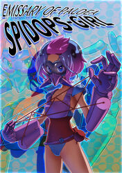  absurdres alternate_color armor assault_visor backlighting bangs_pinned_back belt black_hair blue-framed_eyewear blue-tinted_eyewear blue_eyes breastplate casual_one-piece_swimsuit cat&#039;s_cradle character_name collarbone commentary_request covered_mouth covered_navel cowboy_shot dark-skinned_female dark_skin english_text female flat_chest forehead fumirumochigashin gloves goggles gradient_hair hair_ornament hairclip hands_up highres looking_at_viewer mask mouth_mask multicolored_hair one-piece_swimsuit outline personification pink_gloves pink_hair pokemon purple_hair red_one-piece_swimsuit respirator shiny_pokemon short_hair shoulder_armor sidelocks solo spidops standing strong swimsuit thighs tinted_eyewear two-tone_swimsuit v-shaped_eyebrows white_outline yarn yarn_ball zoom_layer 