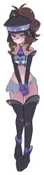  :t absurdres alternate_costume bare_shoulders bikini black_footwear black_gloves black_hat black_thighhighs blush breasts brown_hair chandelure chandelure_(cosplay) closed_mouth collarbone commentary cosplay elbow_gloves female fumirumochigashin gloves green_eyes grey_bikini half-closed_eyes hat highres hilda_(pokemon) lampent lampent_(cosplay) light_blush long_hair looking_at_viewer navel nervous own_hands_together pointy_footwear pokemon pokemon_bw ponytail purple_gloves shoes sidelocks simple_background small_breasts solo standing stomach sweat swimsuit thighhighs two-tone_gloves underlighting v_arms white_background 