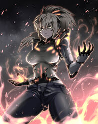  genos kurobuchi_numama mecha_musume one_punch_man rule_63 torn_clothes 