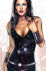  1girls amazon big_breasts black_dress black_hair blue_eyes bracers breasts busty cedric_poulat cleavage dc dc_comics donna_troy dress earrings eyeshadow female female_only human large_breasts long_hair makeup mascara nail_polish pink_nail_polish pink_nails pinup red_lips red_lipstick solo standing star star_earrings stars superheroine teen_titans themysciran troia wonder_girl wonder_woman_(series) x-estacado 