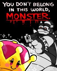  2018 4:5 anthro bodily_fluids bowser collar crown dialogue english_text gun gunpoint handgun headgear hi_res holding_gun holding_object holding_ranged_weapon holding_weapon horn humor koopa male mario_bros mast3r-rainb0w nintendo ranged_weapon scalie smile solo sparkles spiked_collar spikes super_crown tears text weapon 