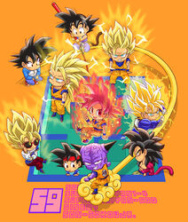  2nd_grade_super_saiyan aura captain_ginyu chibi cloud dragon_ball dragon_ball_z green_eyes long_hair muscle red_eyes red_hair saiyan son_gokuu spiked_hair stargeyser sun_glasses sunglasses super_saiyan super_saiyan_2 super_saiyan_3 super_saiyan_4 super_saiyan_god tail 