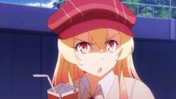  animated animated blonde_hair female hat ikkyuu_tensai orange_hair ryuugajou_nanana_no_maizoukin solo straw 