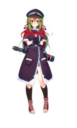  aristear_remain arrow black_legwear blush braid buttons eyebrows_visible_through_hair eyes_visible_through_hair female female green_eyes green_hair hair_ribbon hat ichinose_anzu kneehighs long_hair looking_at_viewer matching_hair/eyes official_art peaked_cap quiver shiny shiny_hair shiny_skin smile sneakers solo standing transparent_background weapon 